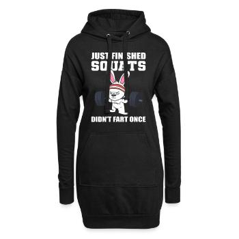 Lustiges Hasen -Training Fitnesstrainer - Hoodie-Kleid - Schwarz - Vorne