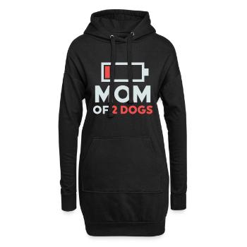 Mutter von 2 Hunden Humor Low Battery - Hoodie-Kleid - Schwarz - Vorne