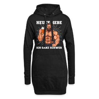 Bodybuilder Gym Bier | Heute hebe ich ganz schwer - Hoodie-Kleid - Schwarz - Vorne