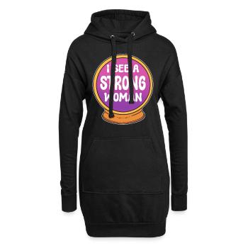 Je vois une militante féministe forte - Sweat-shirt à capuche long Femme - noir - Devant