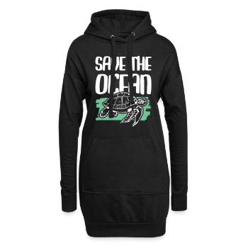 save the ocean schildkröte - Hoodie-Kleid - Schwarz - Vorne