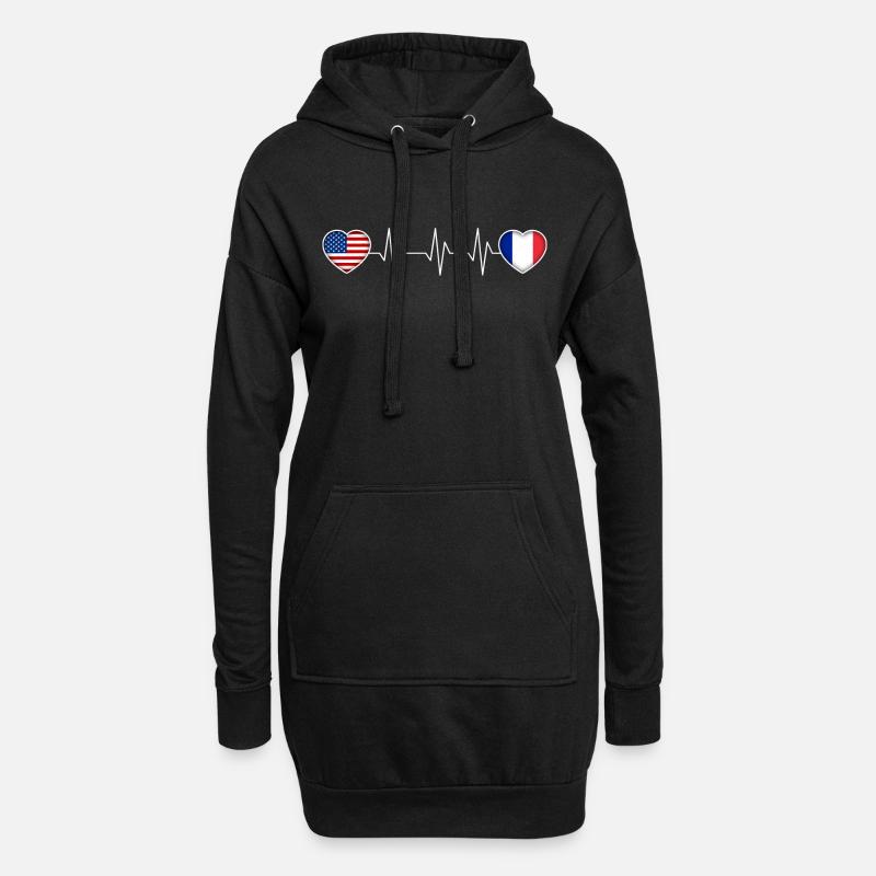 Frankreich - Hoodie-Kleid - Schwarz