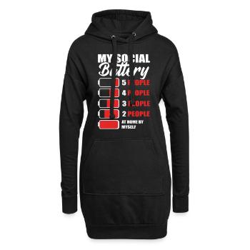 My Social Battery Einzelgänger - Hoodie-Kleid - Schwarz - Vorne