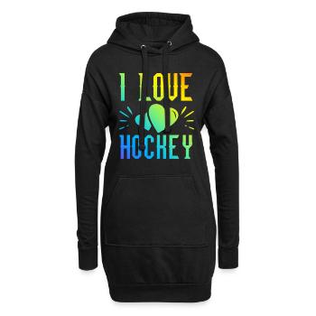 Ich liebe Hockey - Hoodie-Kleid - Schwarz - Vorne