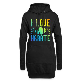 Ich liebe Karate - Hoodie-Kleid - Schwarz - Vorne