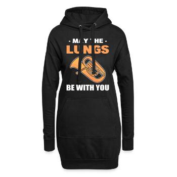 Lustiger Tuba-Spieler - Hoodie-Kleid - Schwarz - Vorne