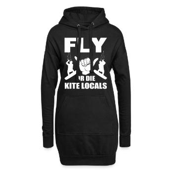 Kitesurfen Kite Surfer - Hoodie-Kleid - Schwarz - Vorne