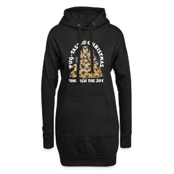 Mops Weihnachten Mops Weihnachtsmann Mops Ornament - Hoodie-Kleid - Schwarz - Vorne