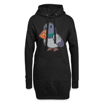 Taube Pizza Pizza Macher - Hoodie-Kleid - Schwarz - Vorne