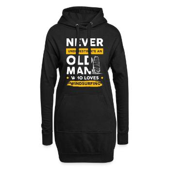 windsurfen alter mann - Hoodie-Kleid - Schwarz - Vorne
