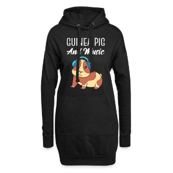 Meerschweinchen Musik Musikliebhaber - Hoodie-Kleid - Schwarz - Vorne