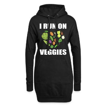 I Run On Veggies Vegan - Hoodie-Kleid - Schwarz - Vorne