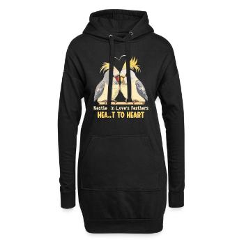 Valentinstag Turteltauben Vogelmotiv Romantisch - Hoodie-Kleid - Schwarz - Vorne