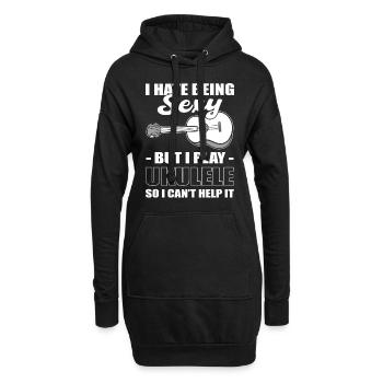 Ukelele Ukelele -Spieler - Hoodie-Kleid - Schwarz - Vorne