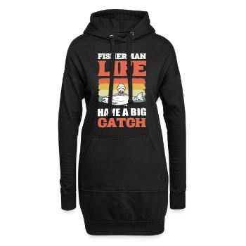 Lustiges Angeln Fischer - Hoodie-Kleid - Schwarz - Vorne