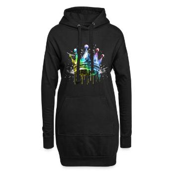 Krone Symbol Bunt König - Hoodie-Kleid - Schwarz - Vorne