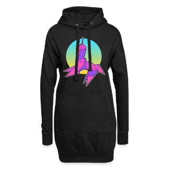 Unicorn Origami Origamist - Hoodie-Kleid - Schwarz - Vorne