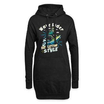 Lustiger Surfer, Der Skelett-strand-stoke-brandung - Hoodie-Kleid - Schwarz - Vorne