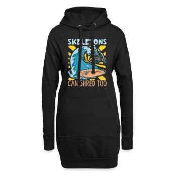 Lustiger Surfer, Der Skelett-strand-stoke-brandung - Hoodie-Kleid - Schwarz - Vorne