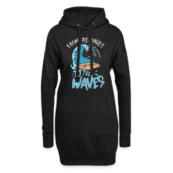 Lustiger Surfer, Der Skelett-strand-stoke-brandung - Hoodie-Kleid - Schwarz - Vorne