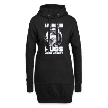 Chien de traîneau Huskie Alaska Sports d’hiver - Sweat-shirt à capuche long Femme - noir - Devant