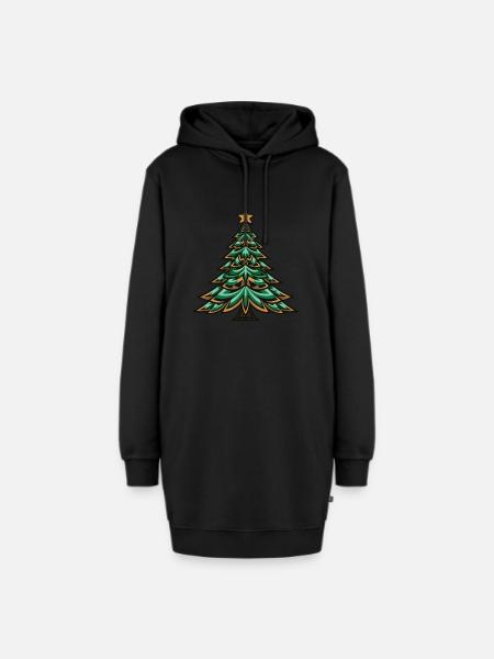 Weihnachtsbaum Weihnachten - Hoodie-Kleid - Schwarz