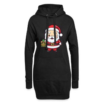 Weihnachtsmann Santa Weihnachten - Hoodie-Kleid - Schwarz - Vorne