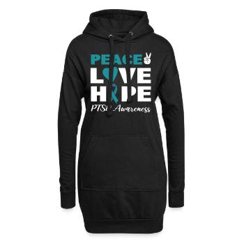 Peace Love Hope PTSD Awareness Psychiater - Hoodie-Kleid - Schwarz - Vorne