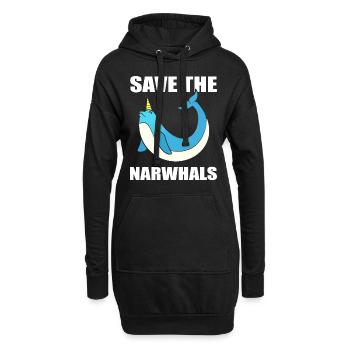 Save The Narwhals Aquaristin - Hoodie-Kleid - Schwarz - Vorne