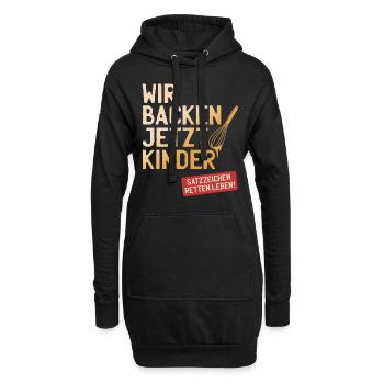 Wir Backen Jetzt Kinder Satzzeichen Retten Leben - Hoodie-Kleid - Schwarz - Vorne