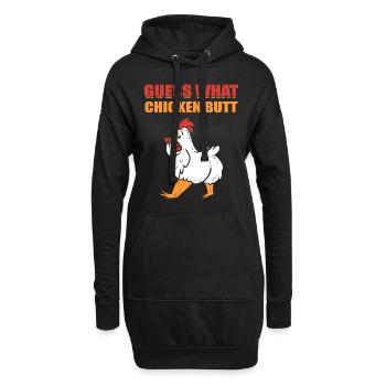 Guess What Chicken Butt Geflügelbauer - Hoodie-Kleid - Schwarz - Vorne