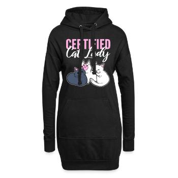 Certified Cat Lady Tieradoptionspezialist - Hoodie-Kleid - Schwarz - Vorne