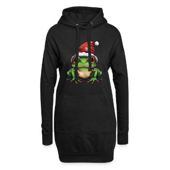 Tête de grenouille Noël Noël - Sweat-shirt à capuche long Femme - noir - Devant