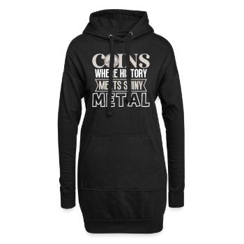Collection de pièces de monnaie amusante pour les collectionneurs de pièces de monnaie et - Sweat-shirt à capuche long Femme - noir - Devant