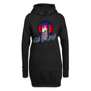 Cambodge - Sweat-shirt à capuche long Femme - noir - Devant