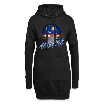 Malaisie - Sweat-shirt à capuche long Femme - noir - Devant