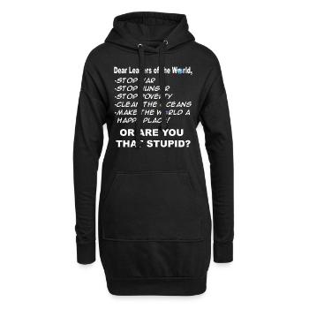 Chers dirigeants du monde, êtes-vous stupides ? - Sweat-shirt à capuche long Femme - noir - Devant