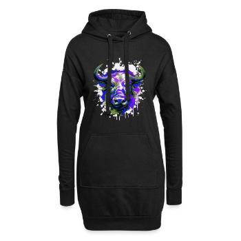 Bulle Kopf Porträt Tier Taurus Bunt - Hoodie-Kleid - Schwarz - Vorne