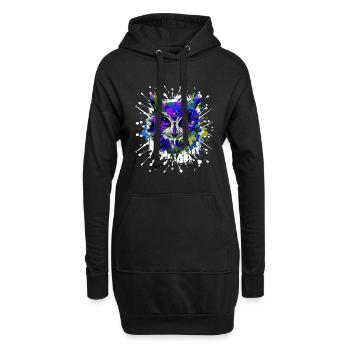 Portrait de tête de hibou coloré - Sweat-shirt à capuche long Femme - noir - Devant