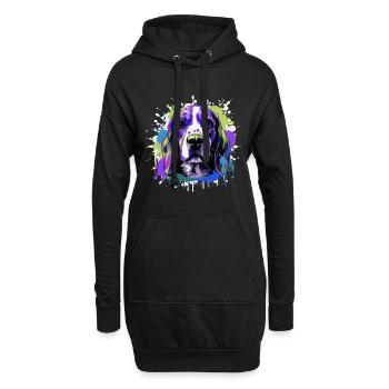 Beagle Chien Tête Portrait Coloré - Sweat-shirt à capuche long Femme - noir - Devant