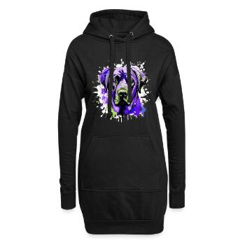 Kangal Hund Kopf Porträt Bunt - Hoodie-Kleid - Schwarz - Vorne