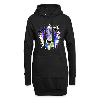 Portrait de tête de chien lévrier coloré - Sweat-shirt à capuche long Femme - noir - Devant