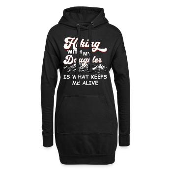La randonnée avec ma fille me permet de rester en vie - Sweat-shirt à capuche long Femme - noir - Devant