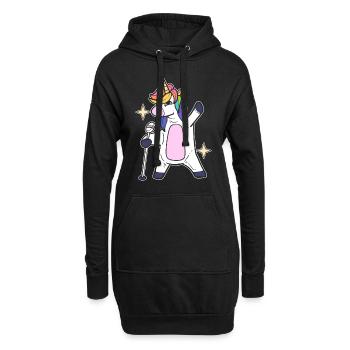 Einhorn singt Karaoke -Sänger - Hoodie-Kleid - Schwarz - Vorne