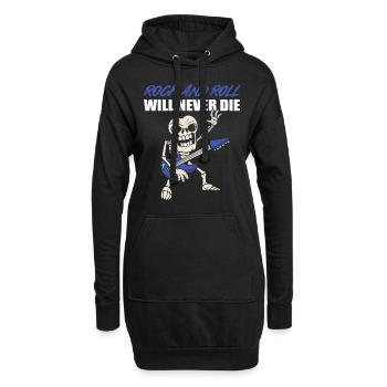 Rock & Roll Will Never Die Gitarrenspieler - Hoodie-Kleid - Schwarz - Vorne