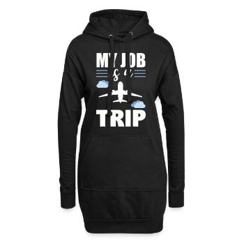 My Job Is A Trip Flugbegleiter - Hoodie-Kleid - Schwarz - Vorne