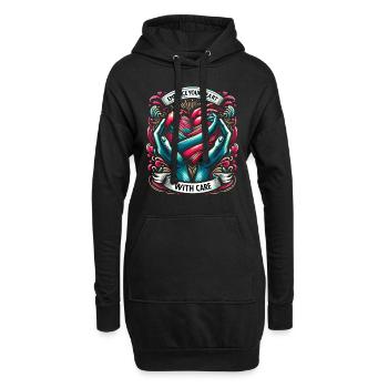 Gesunder Herzschlag Februar-herzbewusstsein - Hoodie-Kleid - Schwarz - Vorne