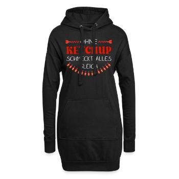 Ohne Ketchup schmeckt alles gleich - Hoodie-Kleid - Schwarz - Vorne