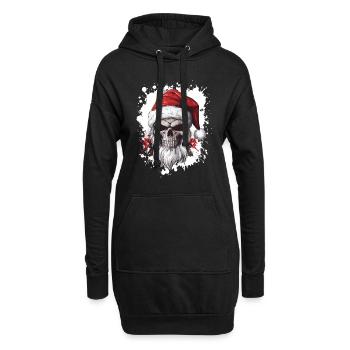 Père Noël tête de mort Pop Art - Sweat-shirt à capuche long Femme - noir - Devant