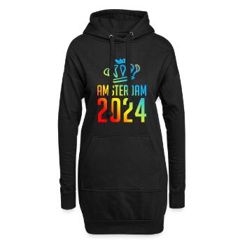 Amsterdam 2024 Bunt - Hoodie-Kleid - Schwarz - Vorne